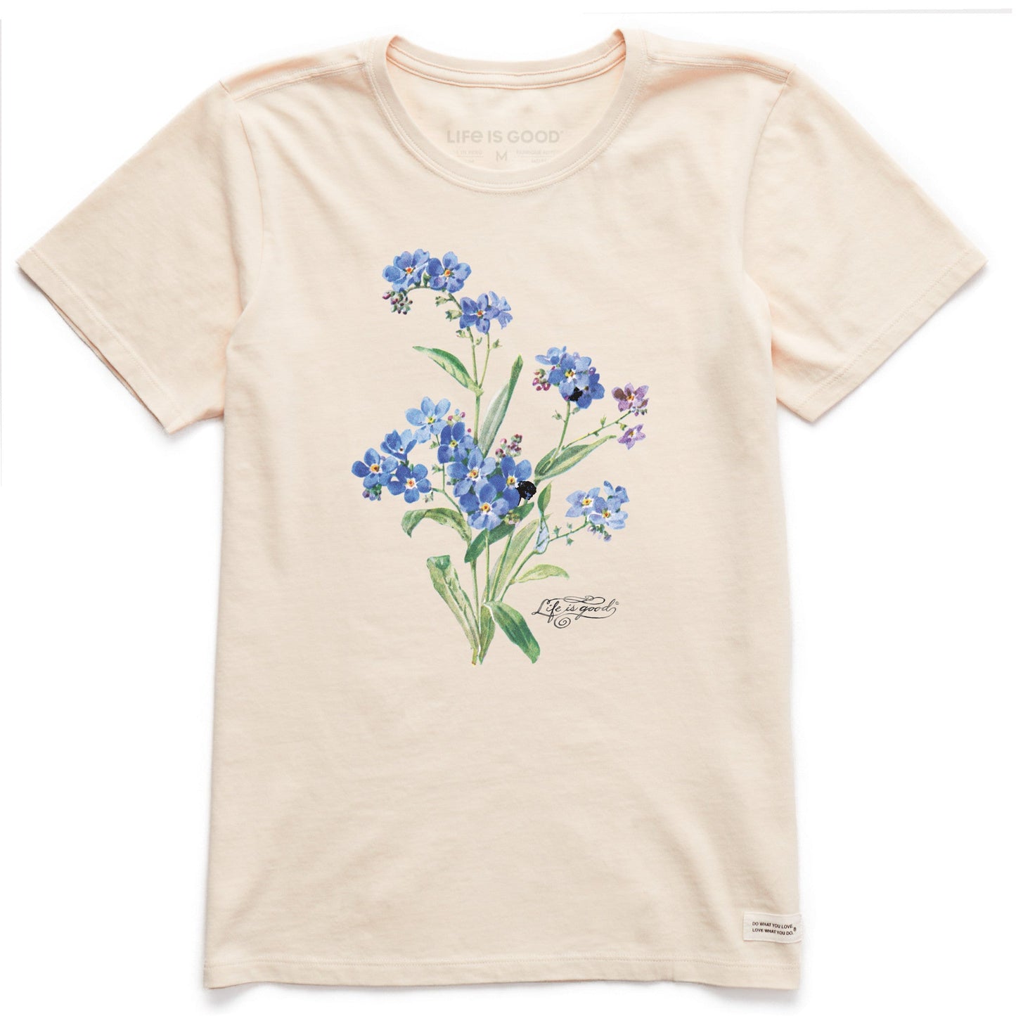 Women's Antique Blue Flowers Short Sleeve Crusher Tee