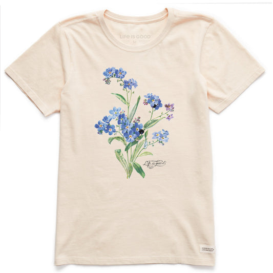Women's Antique Blue Flowers Short Sleeve Crusher Tee