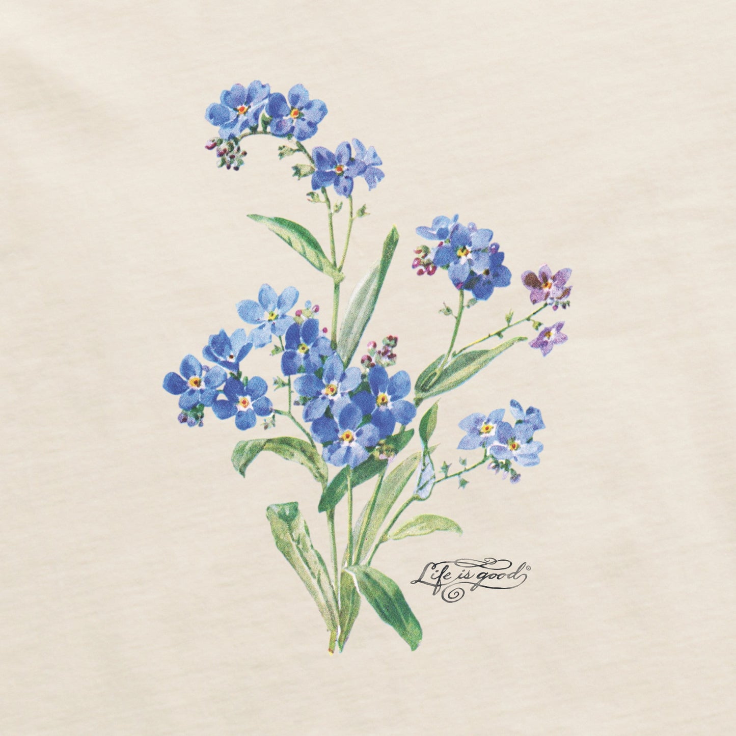 Women's Antique Blue Flowers Short Sleeve Crusher Tee
