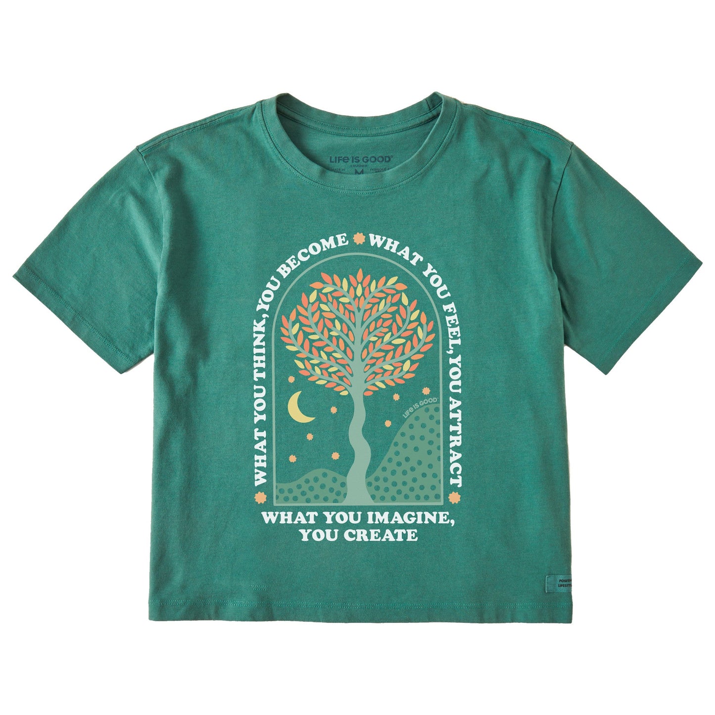 Women's What you Imagine, You Create Tree Short Sleeve Crusher Boxy Tee