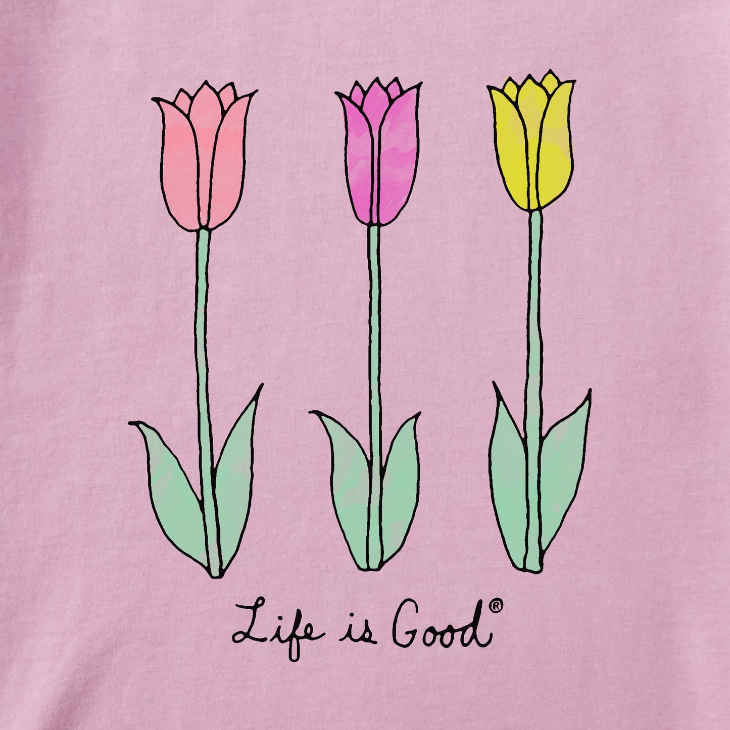 Women's Three Painted Tulips Short Sleeve Crusher Tee