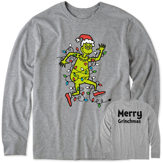 Men's Grinch Making Spirits Bright Long Sleeve Crusher Tee