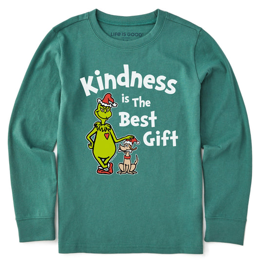 Kids Grinch Max Kindness Gift Long Sleeve Crusher Tee