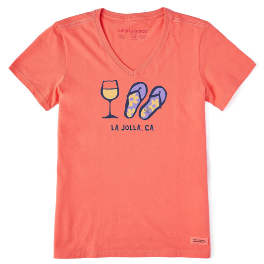 Women's ND Wine and Flip Flops La Jolla Short Sleeve Crusher-LITE Vee