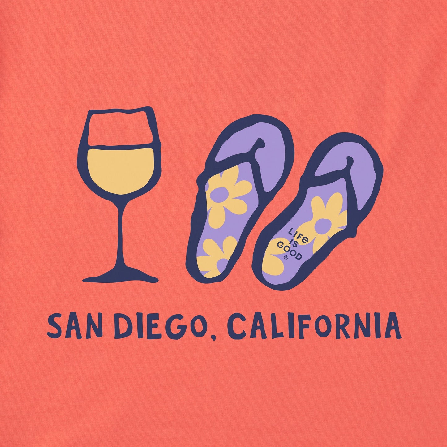 Women's ND Wine and Flip Flops San Diego Short Sleeve Crusher-LITE Vee
