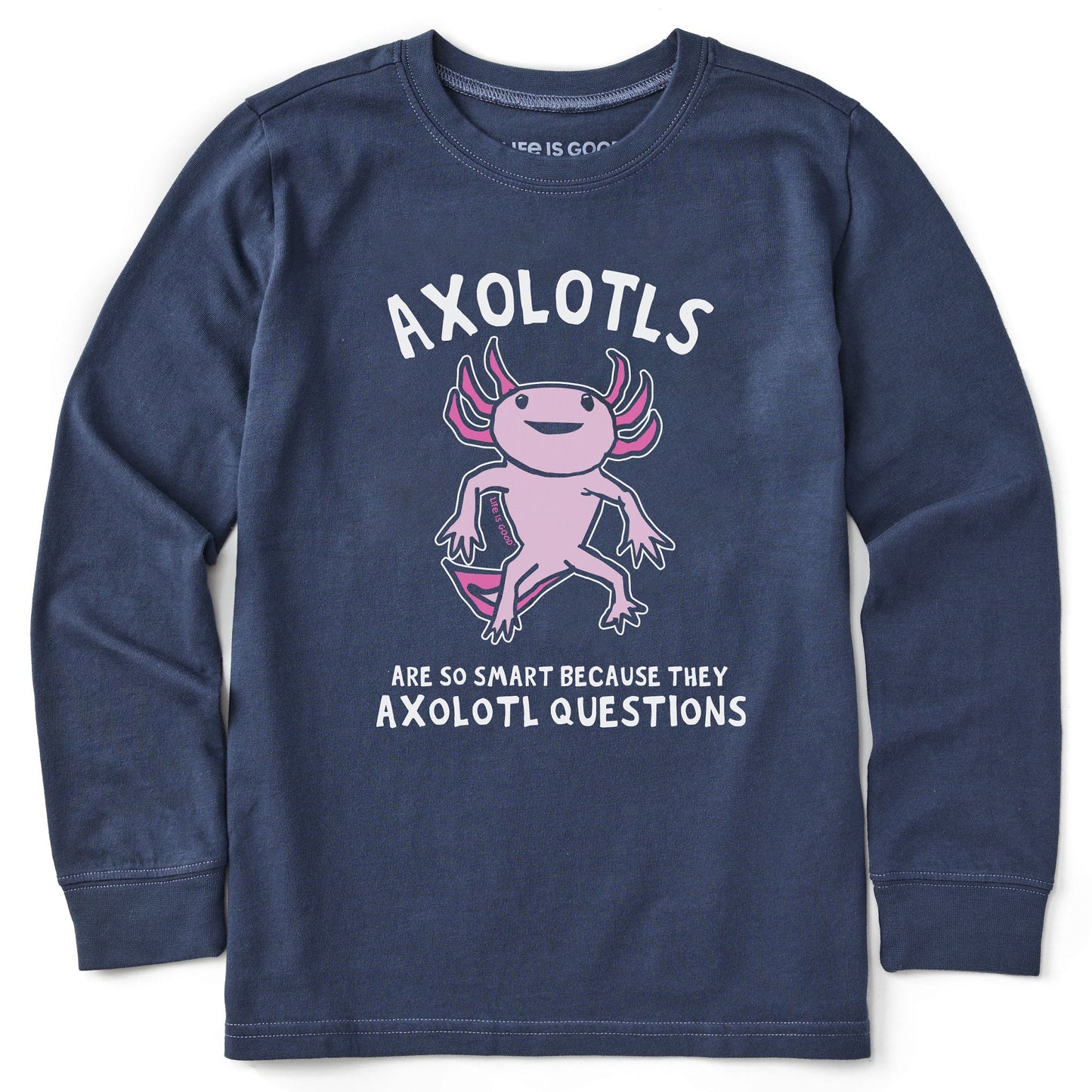 Kids Axolotls Questions Long Sleeve Crusher Tee