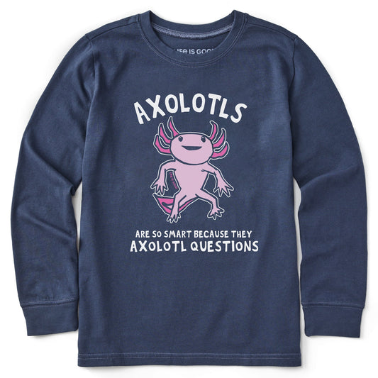 Kids Axolotls Questions Long Sleeve Crusher Tee