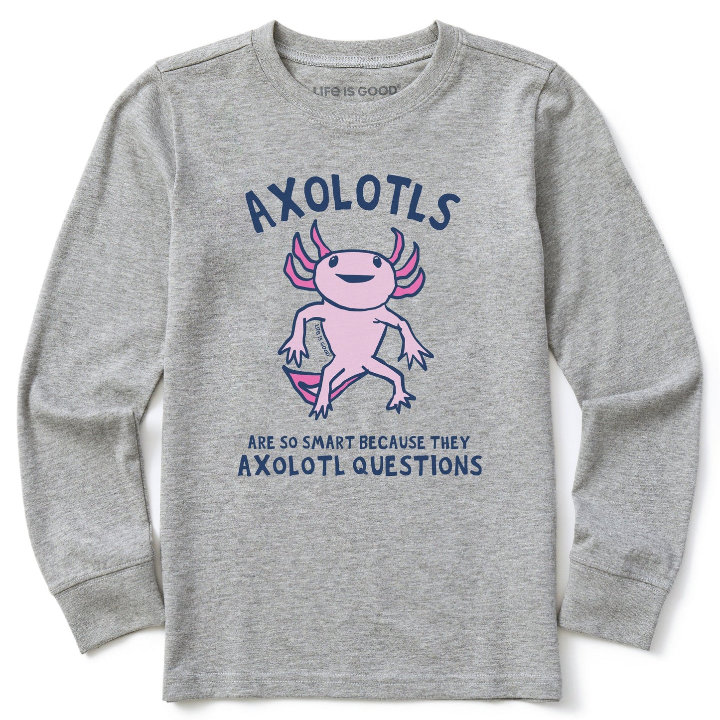 Kids Axolotls Questions Long Sleeve Crusher Tee