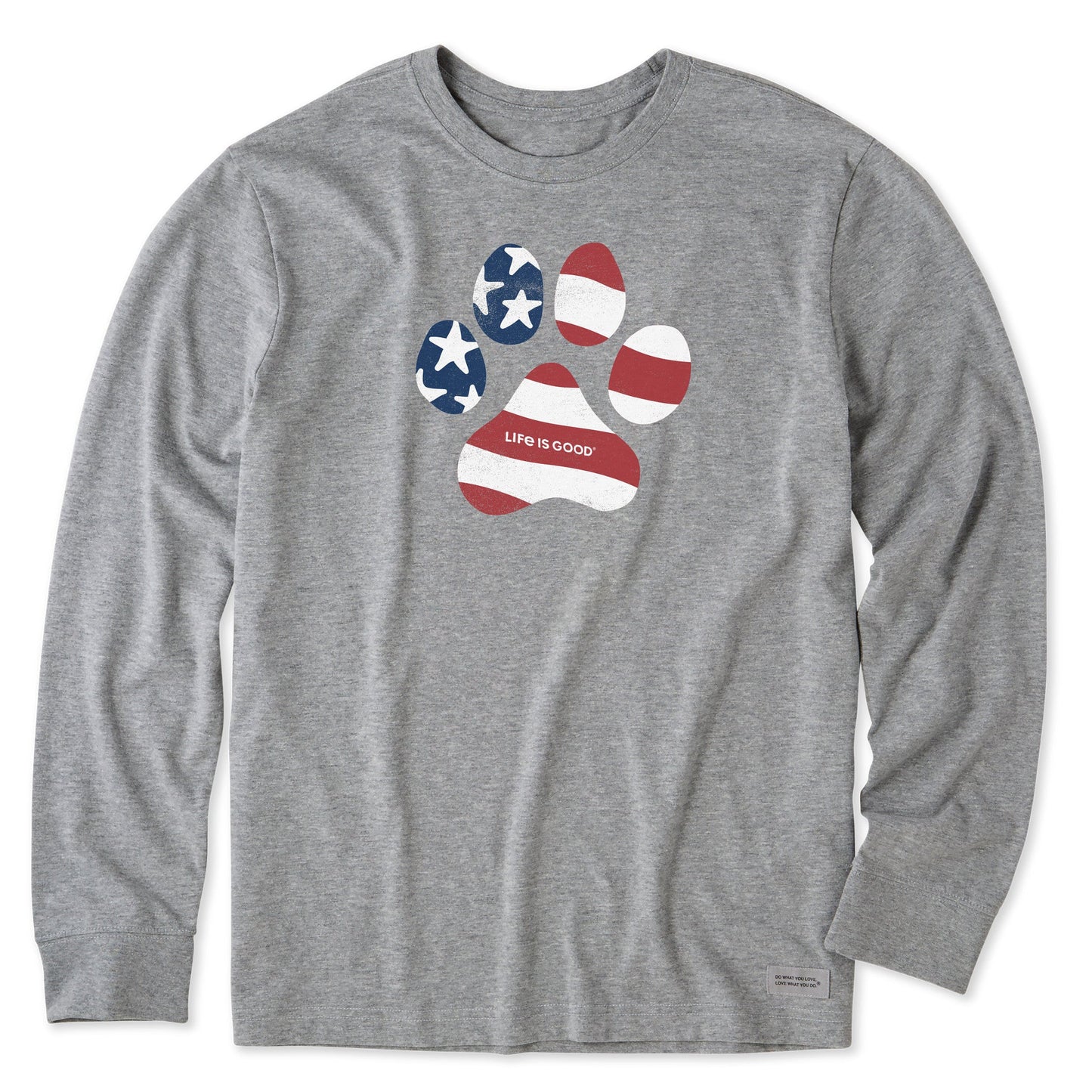 Men's US Flag Paw Long Sleeve Crusher Tee
