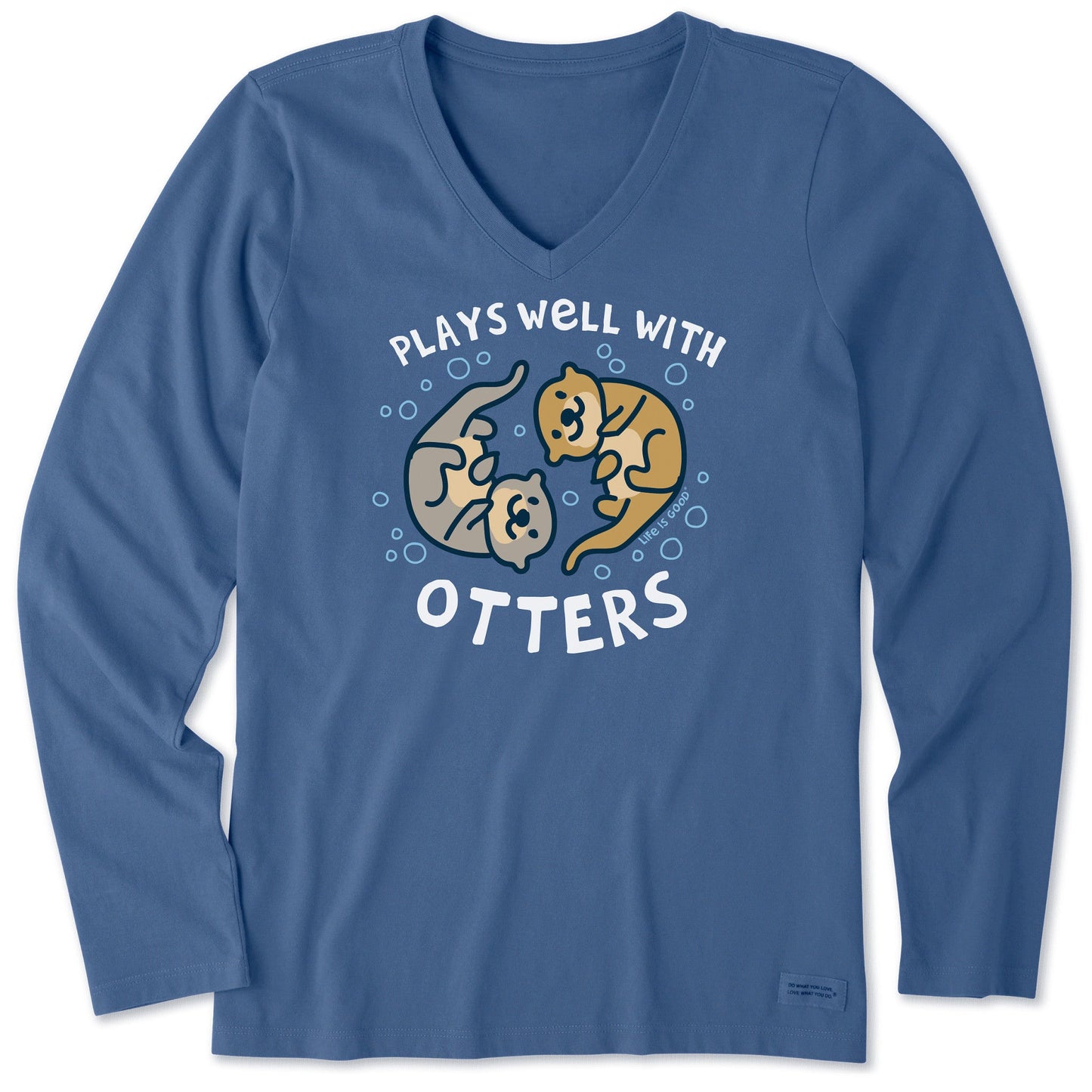 Women's Plays Well With Otters Long Sleeve Crusher Vee