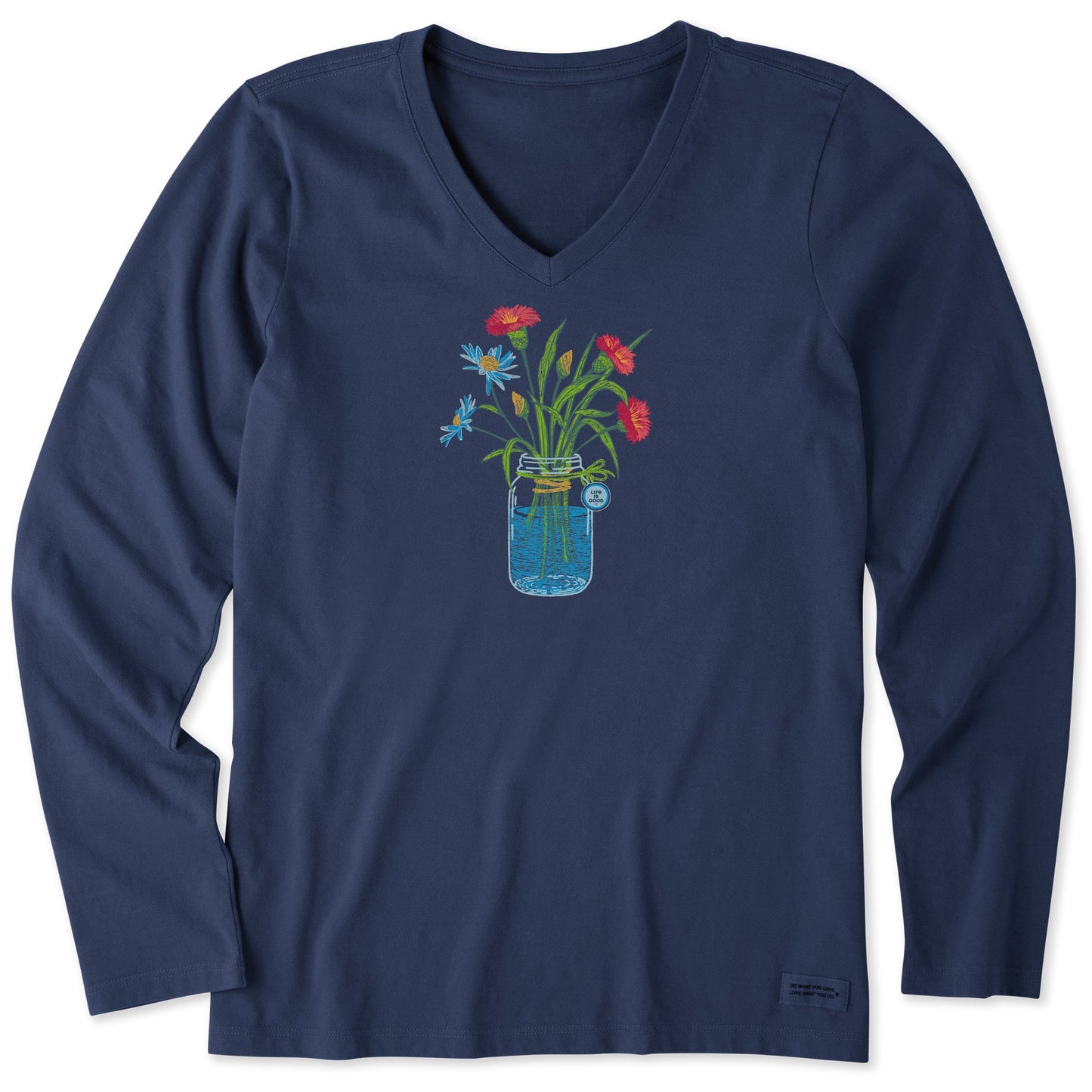 Women's Wildflower Jar Long Sleeve Crusher Vee