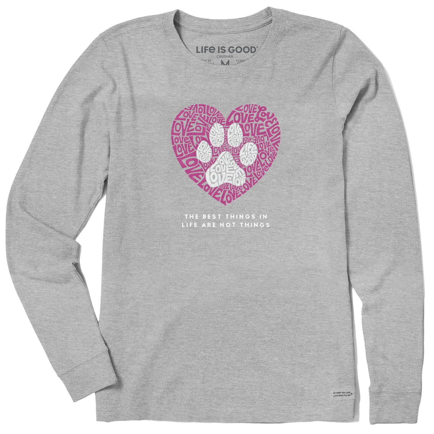 Women's Best Things Paw Heart Long Sleeve Crusher Tee