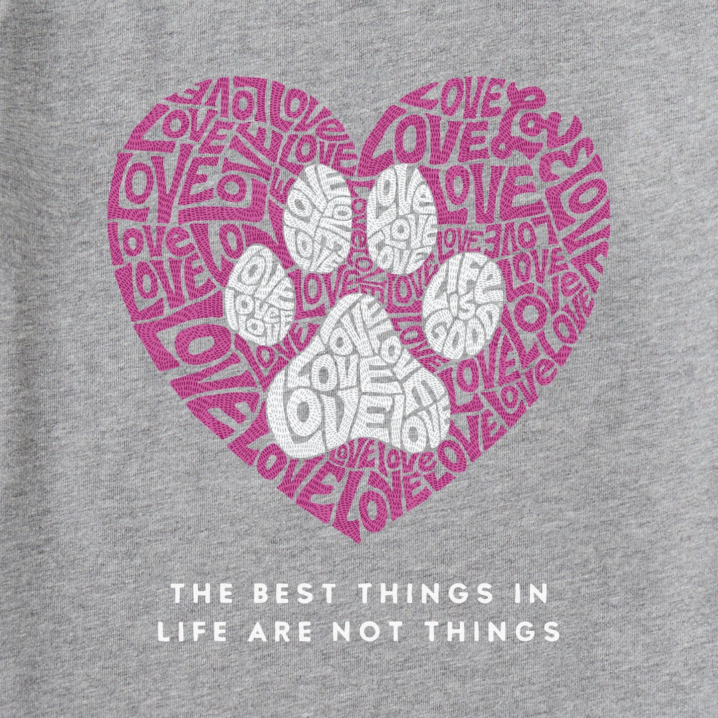 Women's Best Things Paw Heart Long Sleeve Crusher Tee