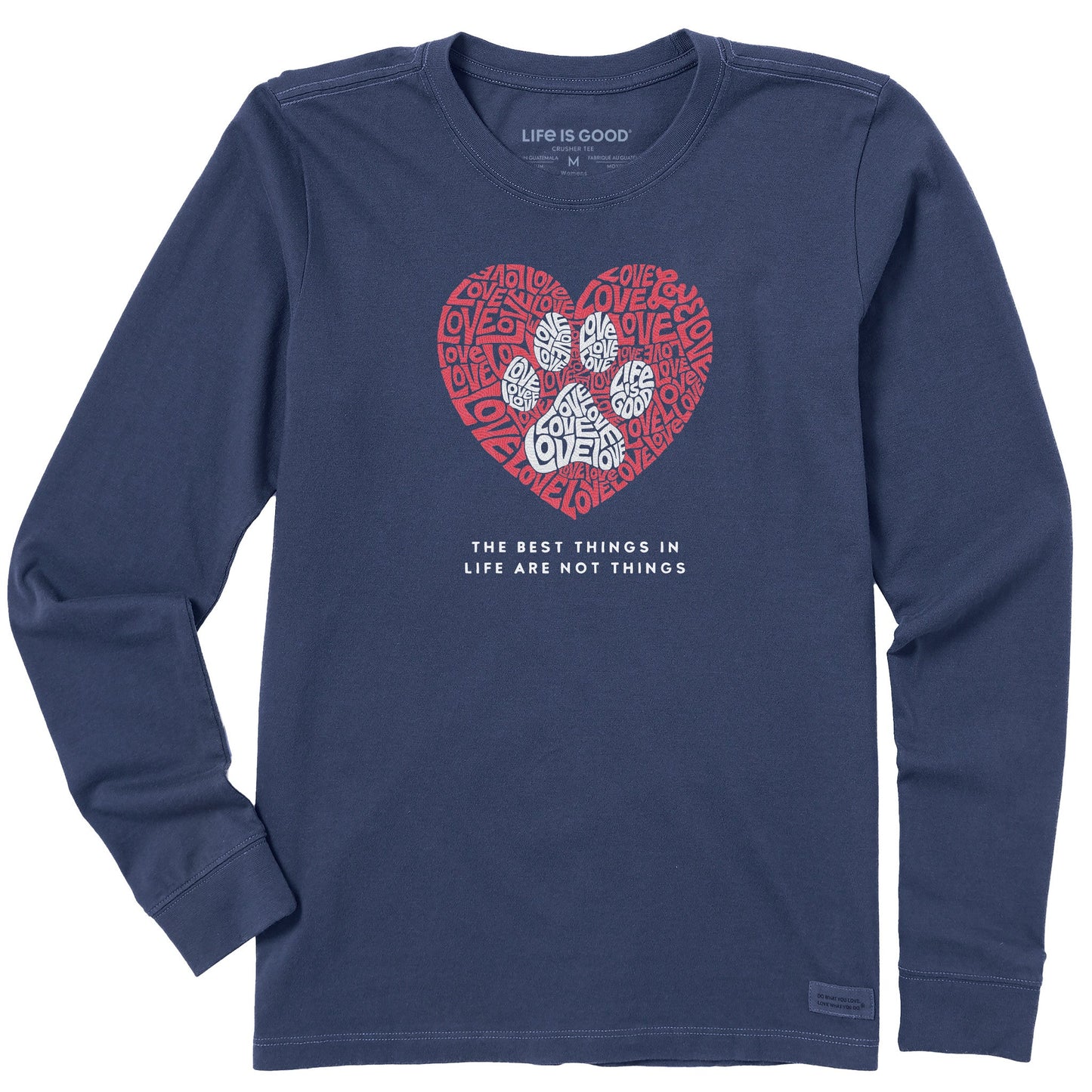 Women's Best Things Paw Heart Long Sleeve Crusher Tee
