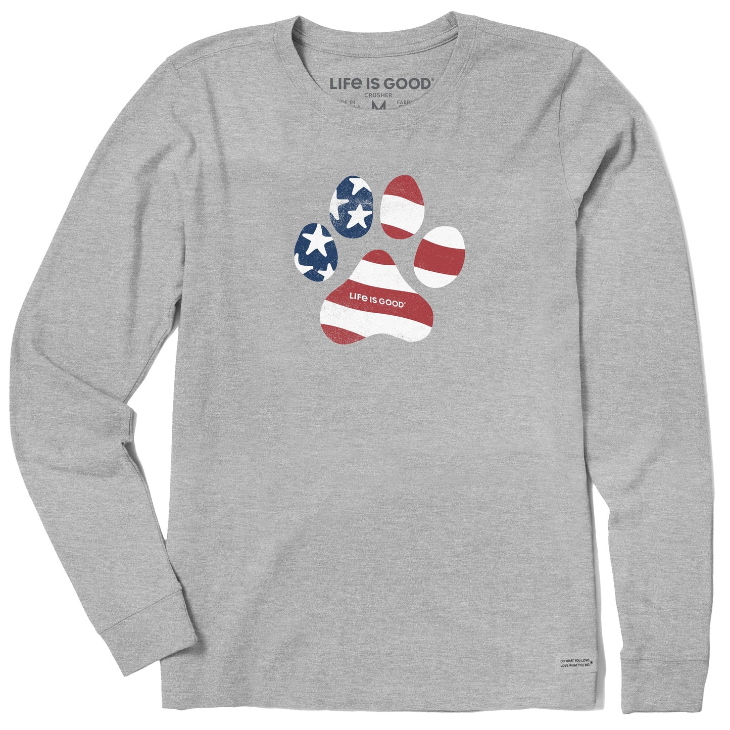 Women's US Flag Paw Long Sleeve Crusher Tee