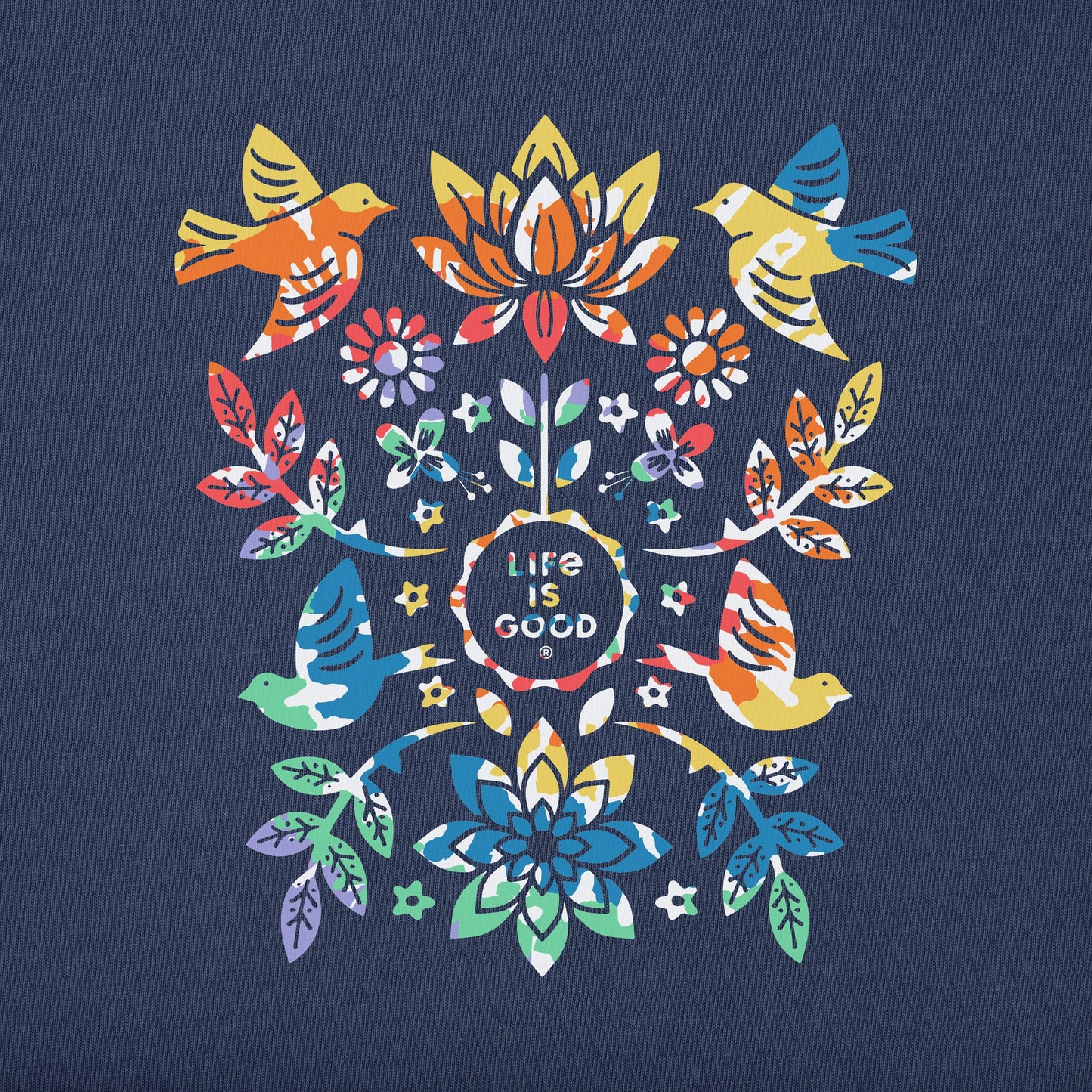 Women's Folk Art Garden Tie Dye Long Sleeve Crusher Tee