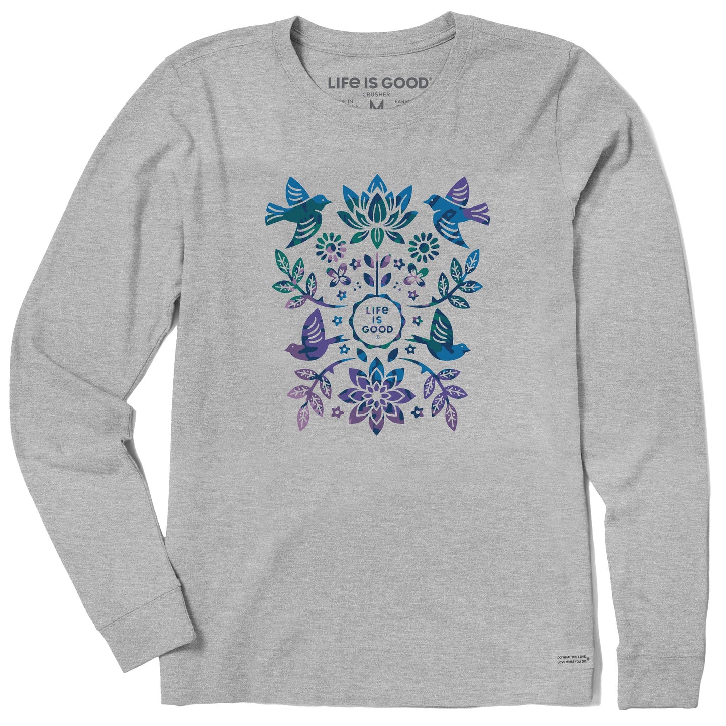 Women's Folk Art Garden Tie Dye Long Sleeve Crusher Tee