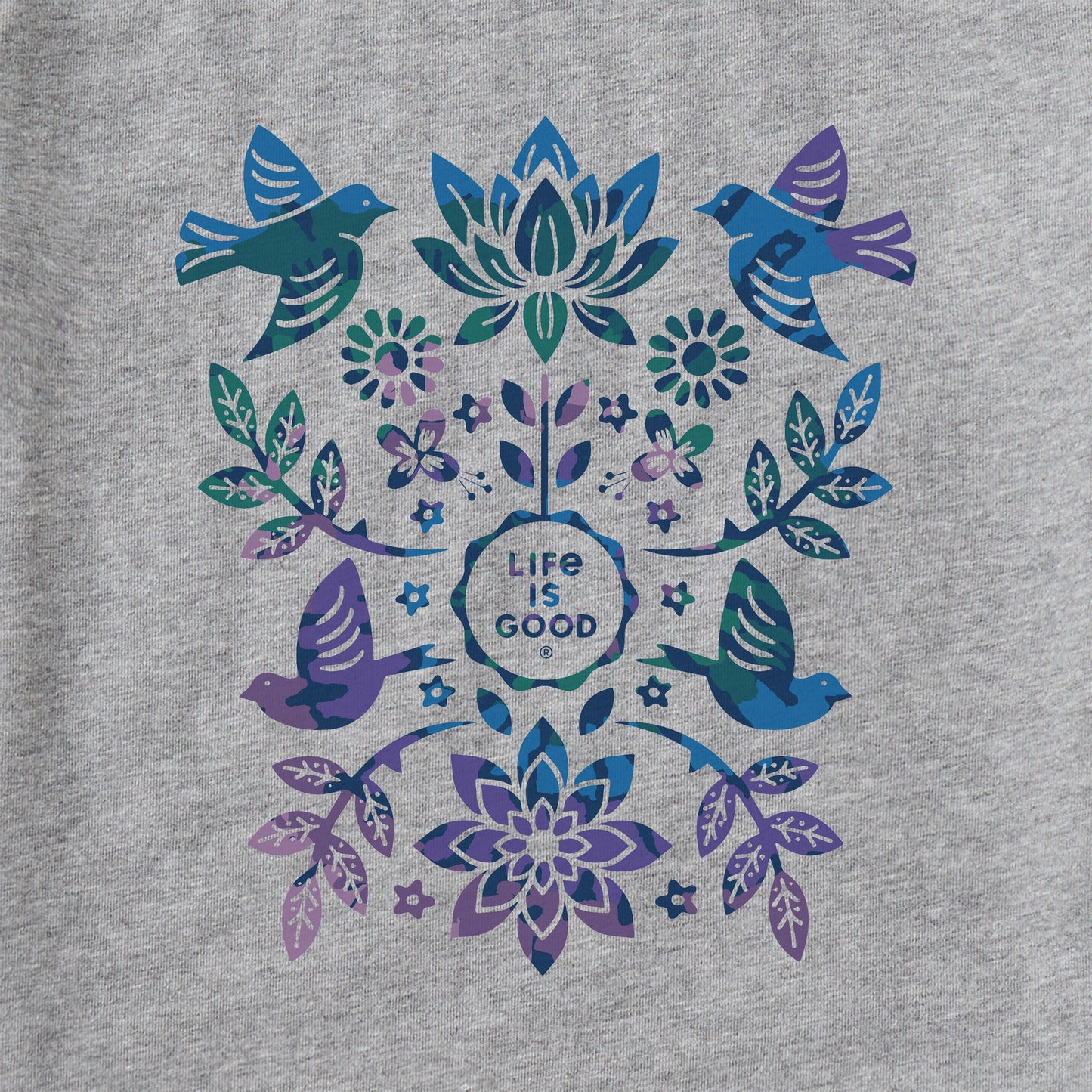 Women's Folk Art Garden Tie Dye Long Sleeve Crusher Tee