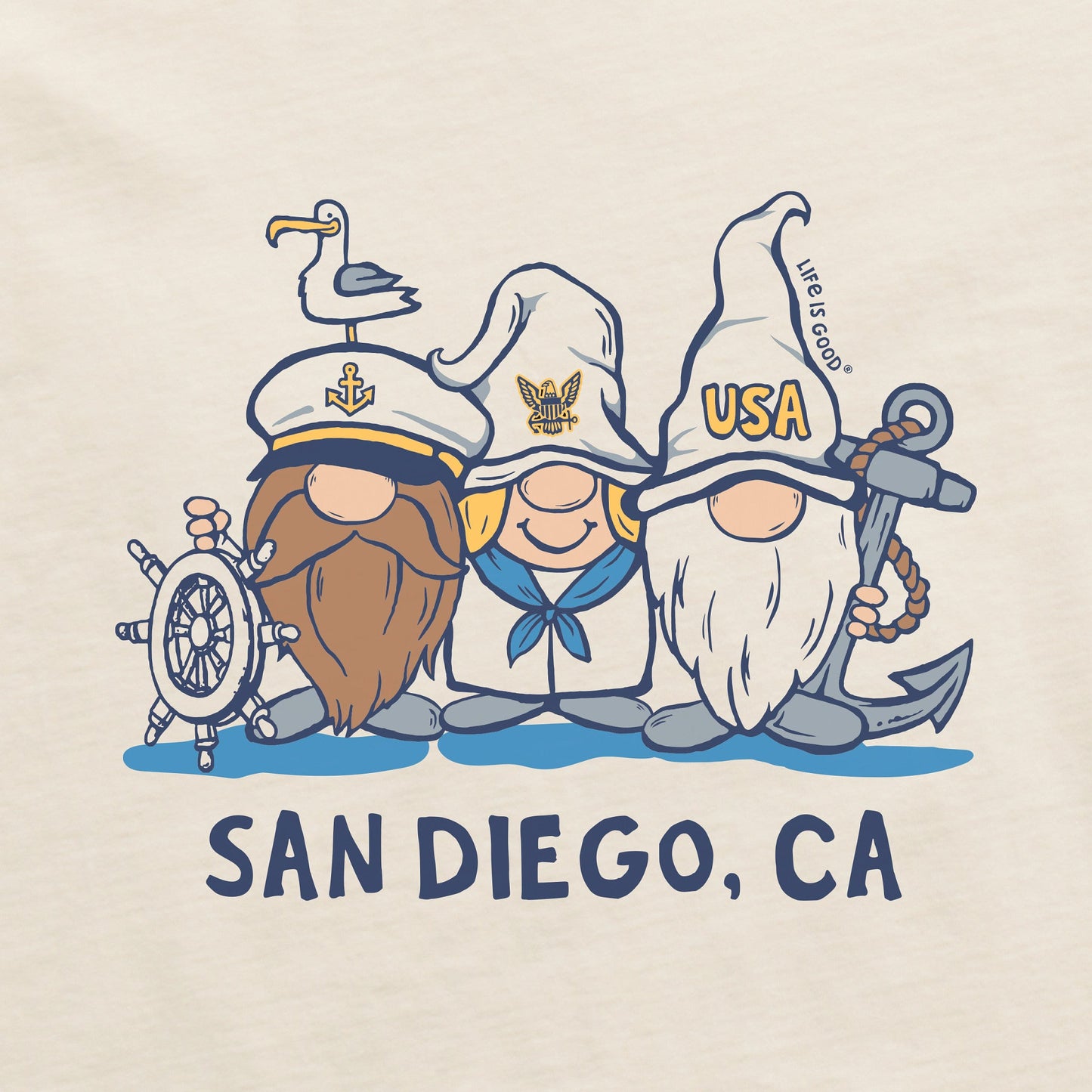 Women's San Diego Sailor Gnomes Short Sleeve Crusher Tee