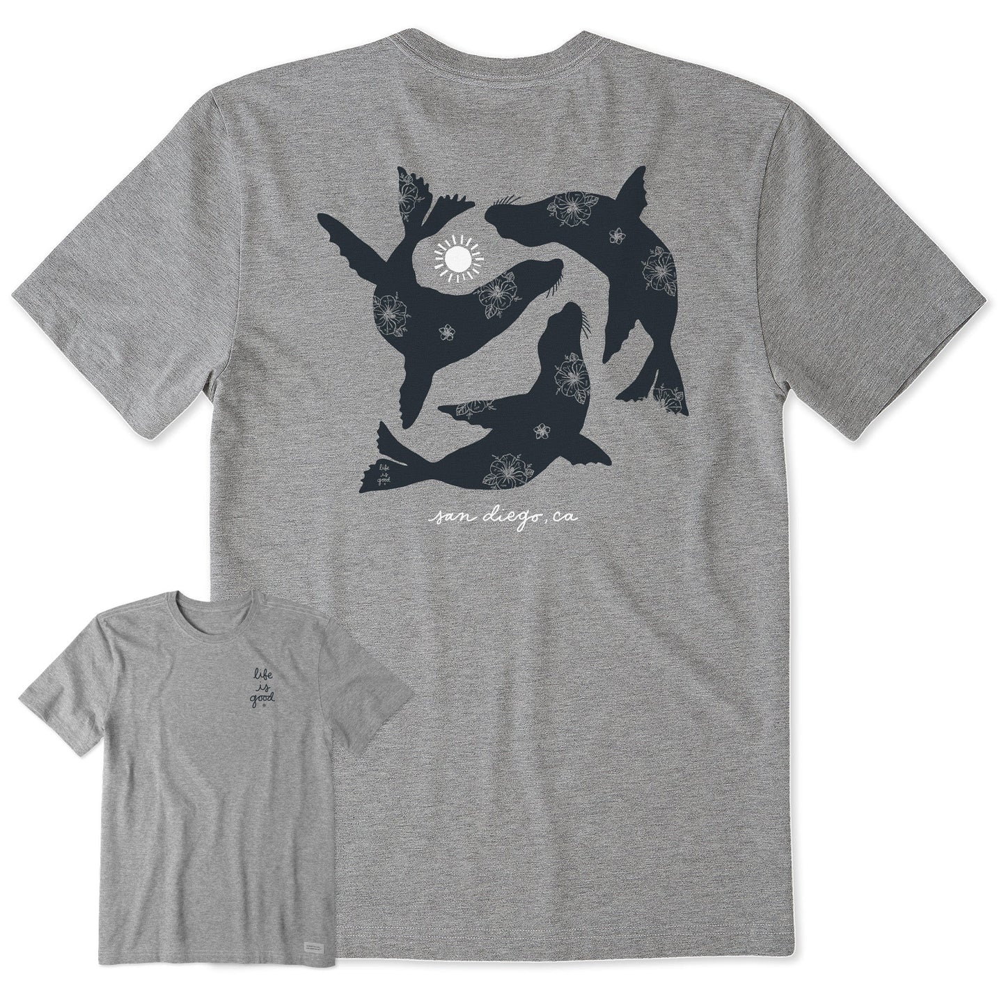 Men's Sea Lion Silhouettes Short Sleeve Crusher Tee