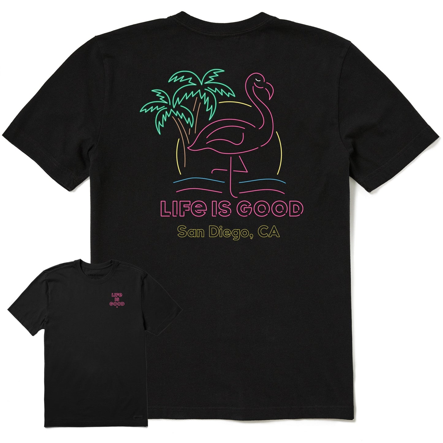 Men's San Diego Neon Flamingo Short Sleeve Crusher-LITE Tee