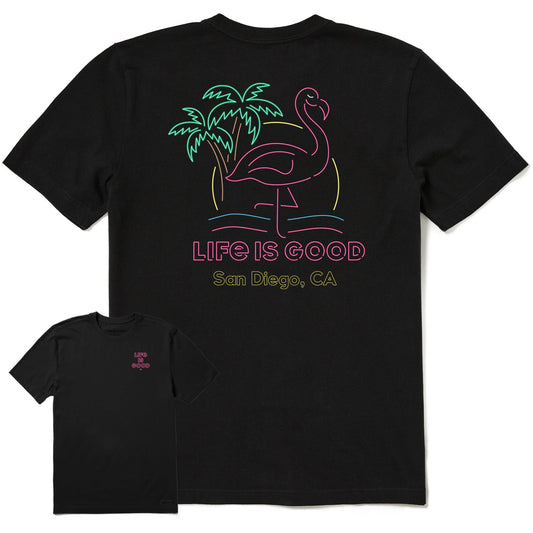 Men's San Diego Neon Flamingo Short Sleeve Crusher-LITE Tee