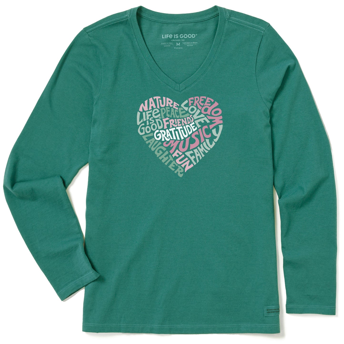 Women's Gratitude Heart Long Sleeve Crusher Vee