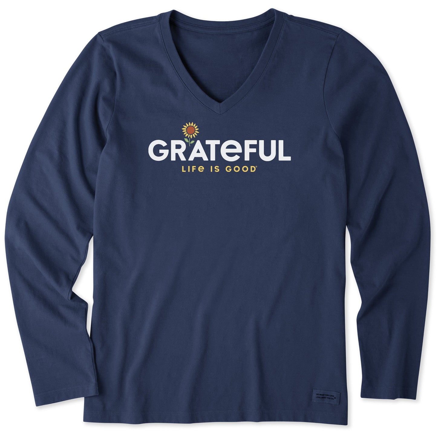 Women's Grateful Sunflower Long Sleeve Crusher Vee