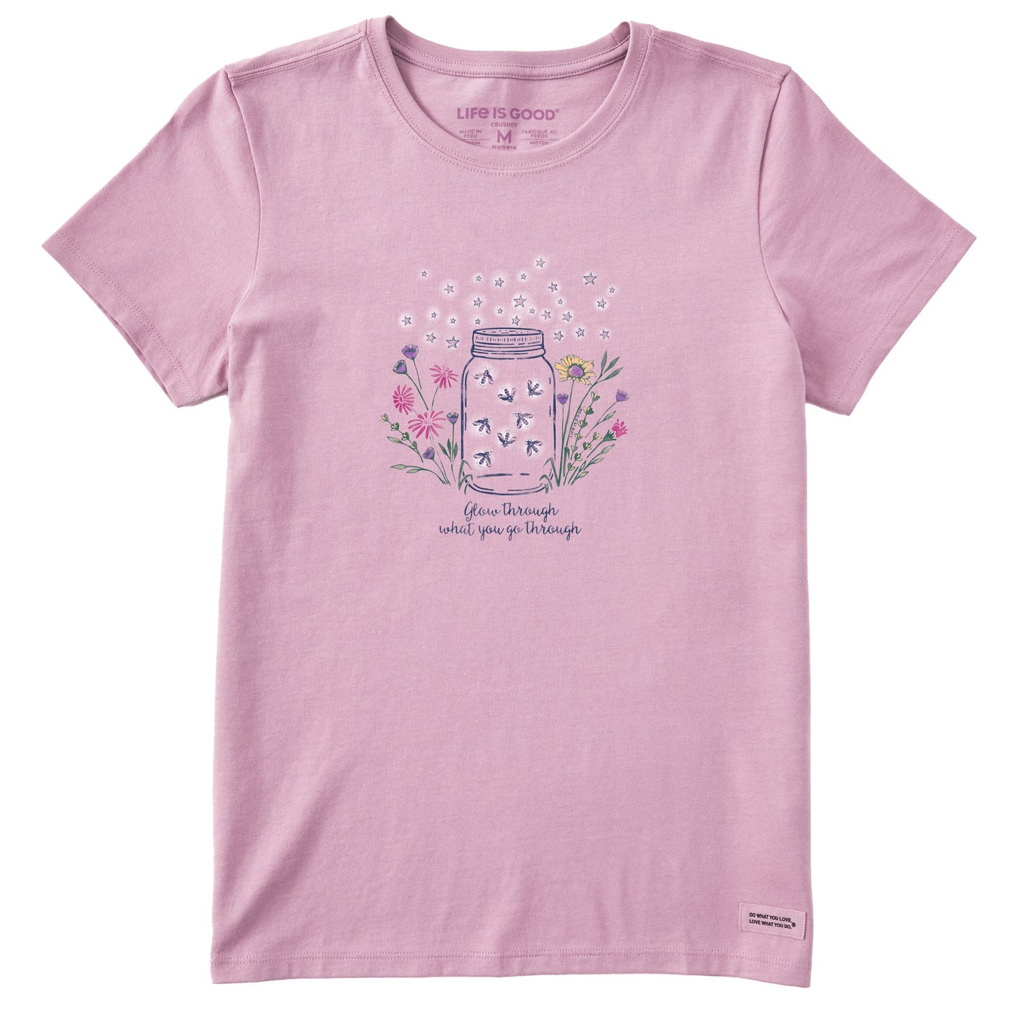 Women's Fireflies Flowers Jar Short Sleeve Tee