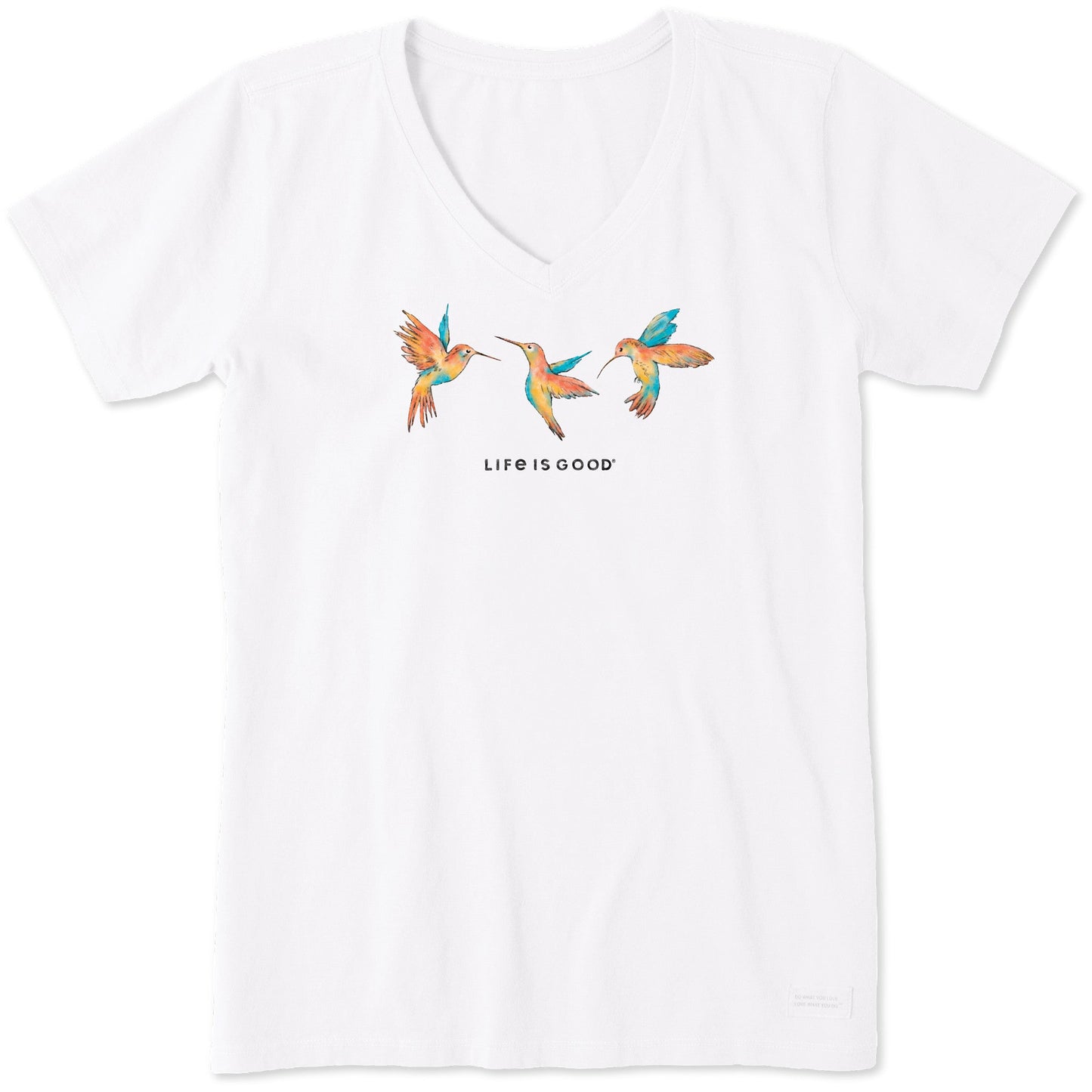Women's Three Fall Hummingbirds Short Sleeve Vee