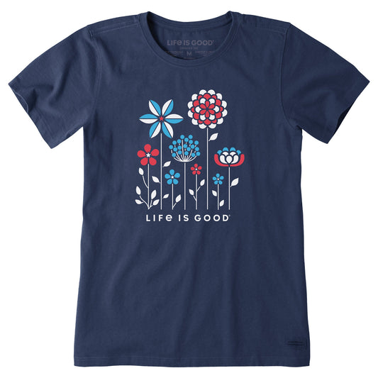 Women's Americana Flowers Short Sleeve Tee