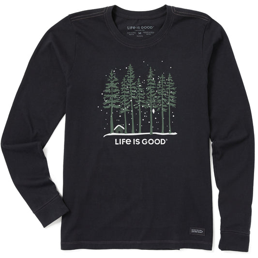 Women's Snowy Owl Tall Pines Long Sleeve Crusher Tee
