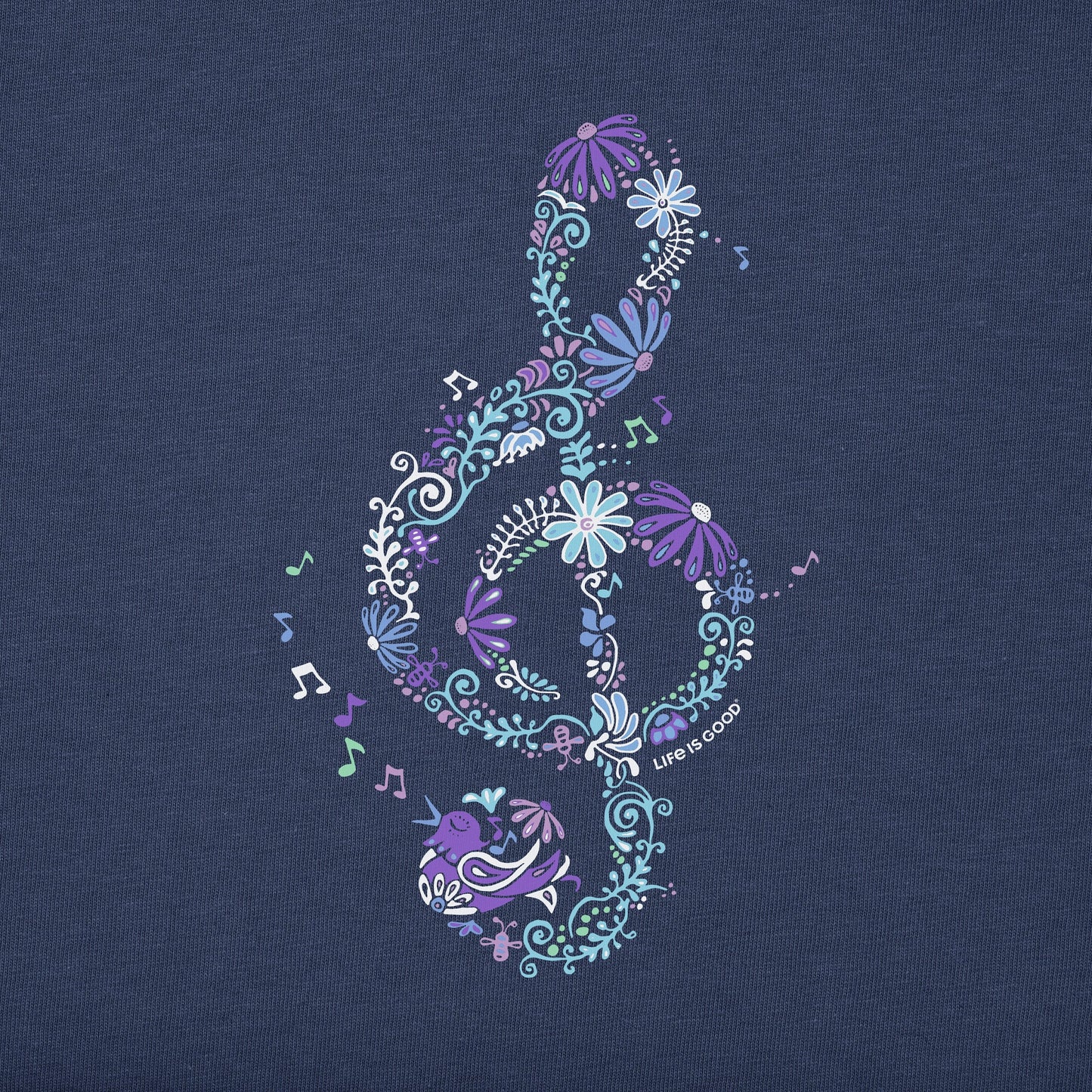 Women's Wildflower G Clef Long Sleeve Crusher Vee