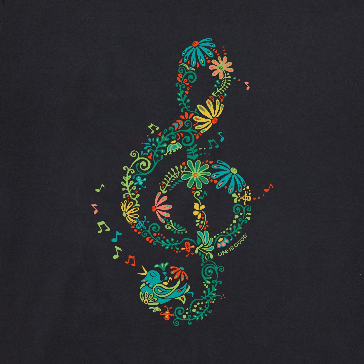 Women's Wildflower G Clef Long Sleeve Crusher Vee