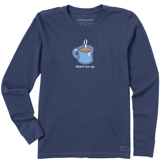 Women's Start Me Up Coffee Long Sleeve Crusher Tee