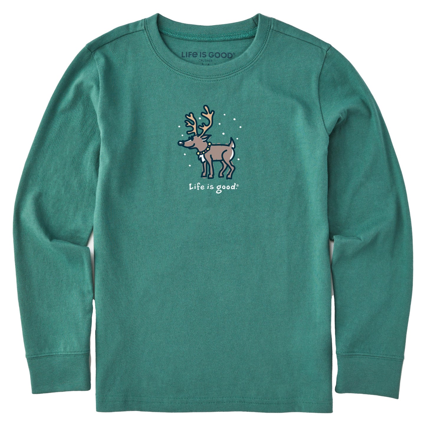 Kids Snowy Reindeer Long Sleeve Crusher Tee