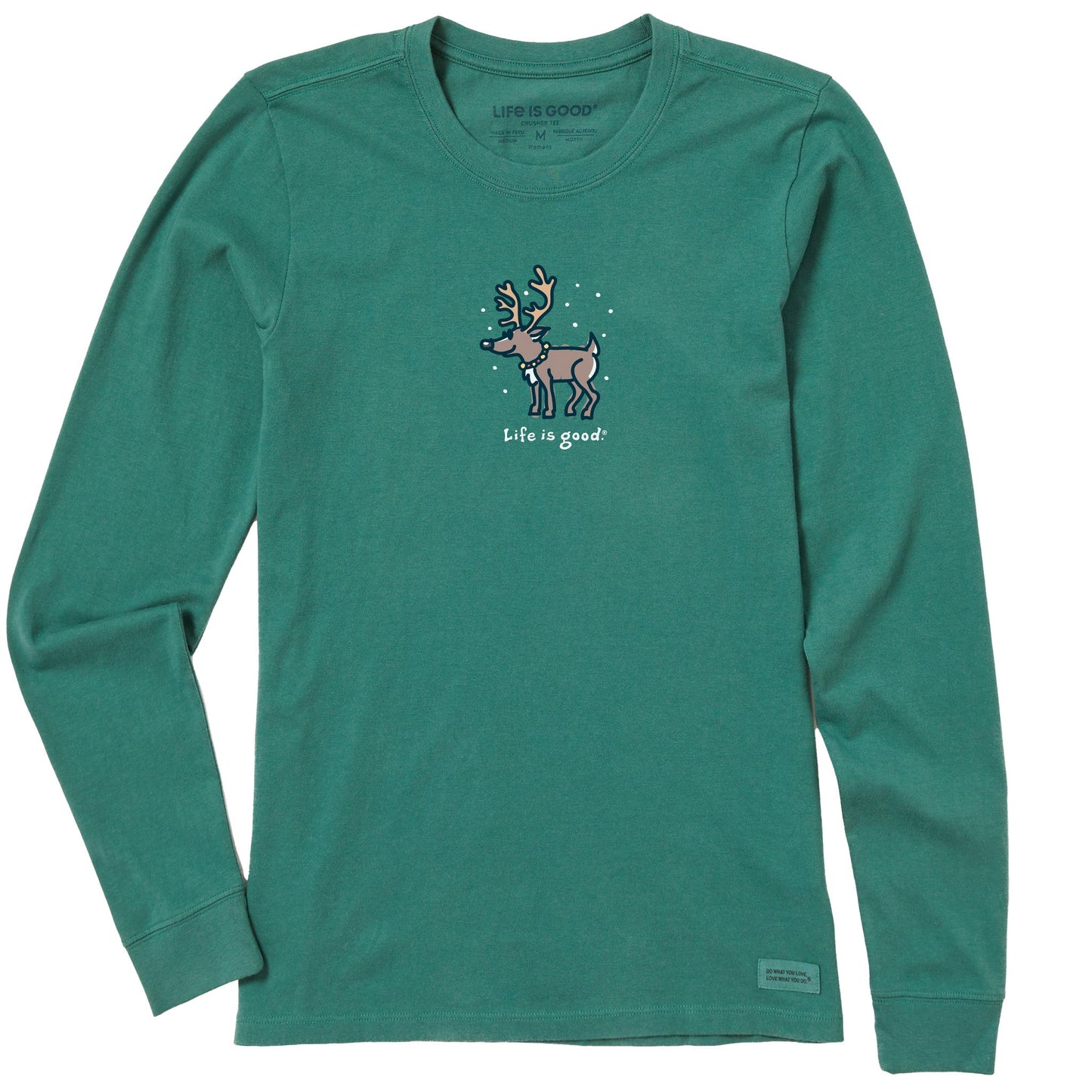 Women's Snowy Reindeer Long Sleeve Crusher Tee