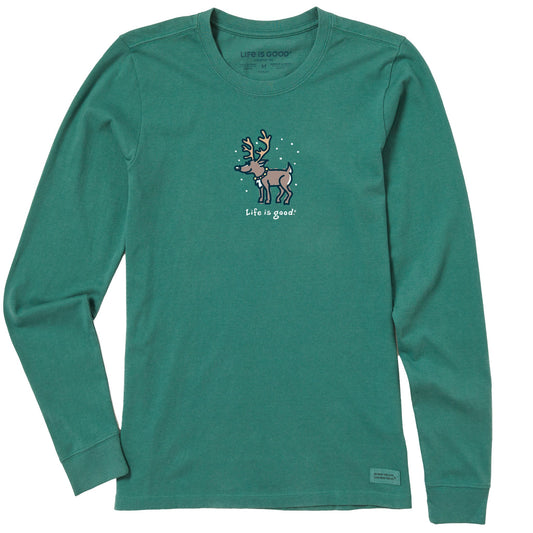 Women's Snowy Reindeer Long Sleeve Crusher Tee