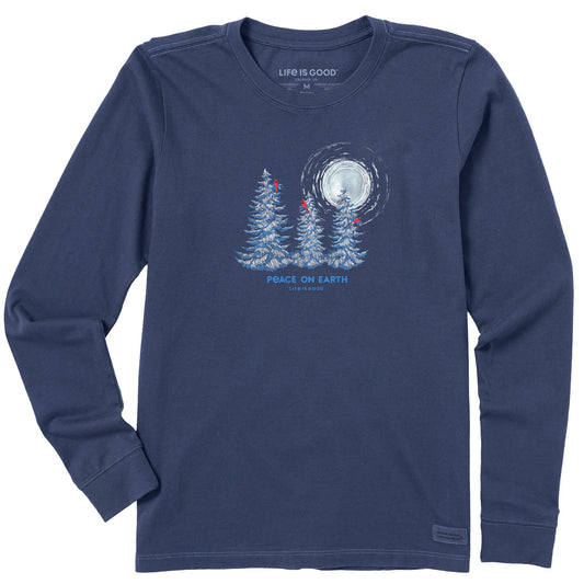 Women's Cardinals and Pines Peace on Earth Long Sleeve Crusher Tee