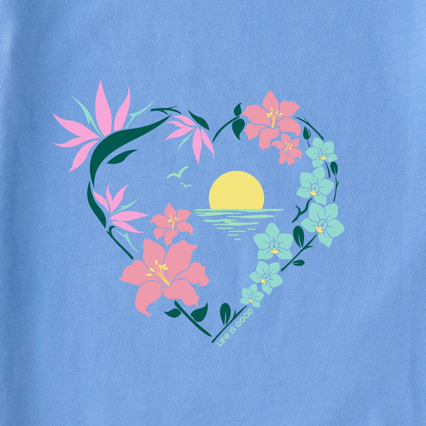 Women's Beach Flowers Short Sleeve Crusher Vee