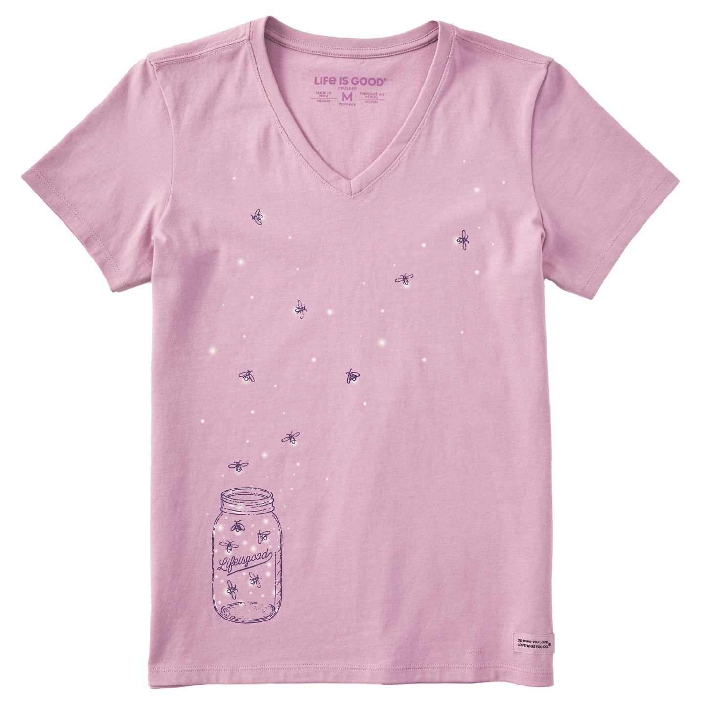 Women's Floating Fireflies Jar Short Sleeve Crusher Vee