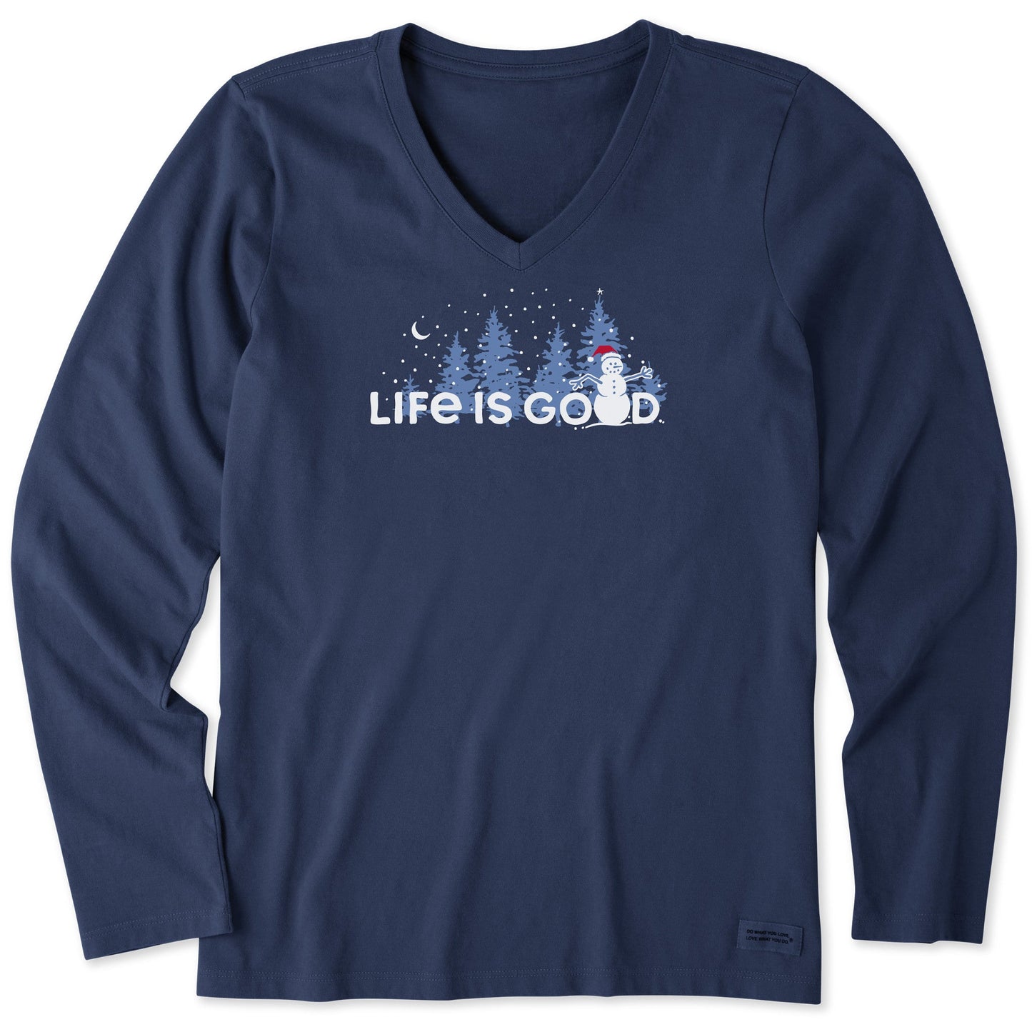 Women's Snowman Landscape Long Sleeve Crusher Vee