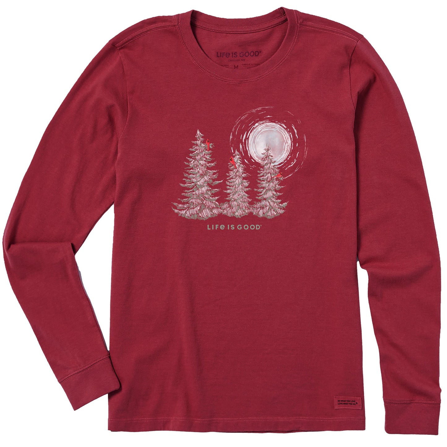 Women's Snowy Pines with Cardinals Long Sleeve Crusher Tee