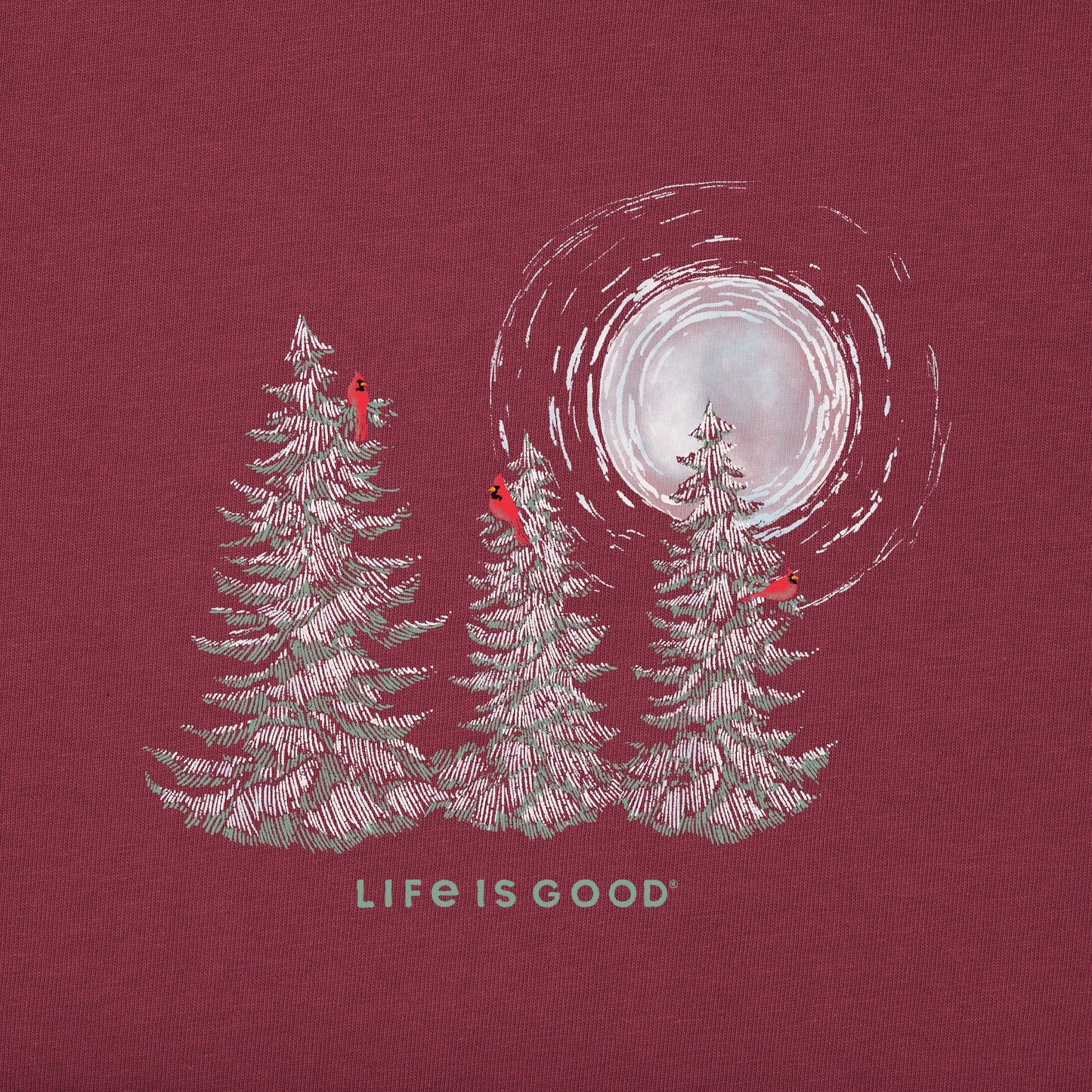 Women's Snowy Pines with Cardinals Long Sleeve Crusher Tee