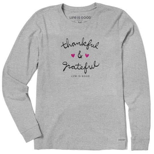 Women's Thankful and Grateful Long Sleeve Crusher Tee