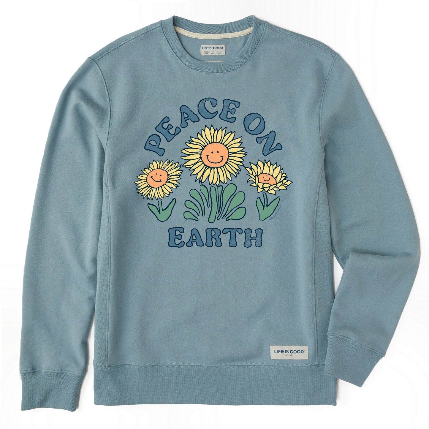 Men's Peace on Earth Happy Sunflowers Simply True Crew