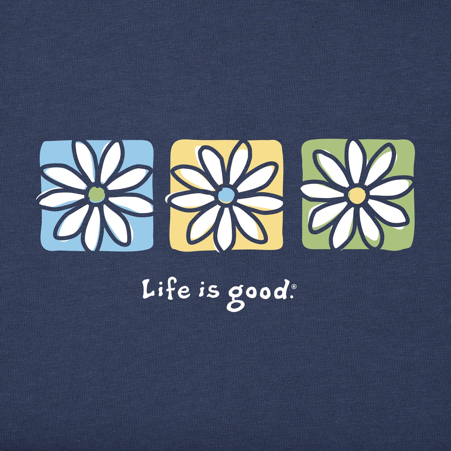 Women's Three Boxed Daisies Short Sleeve Crusher Boxy Tee