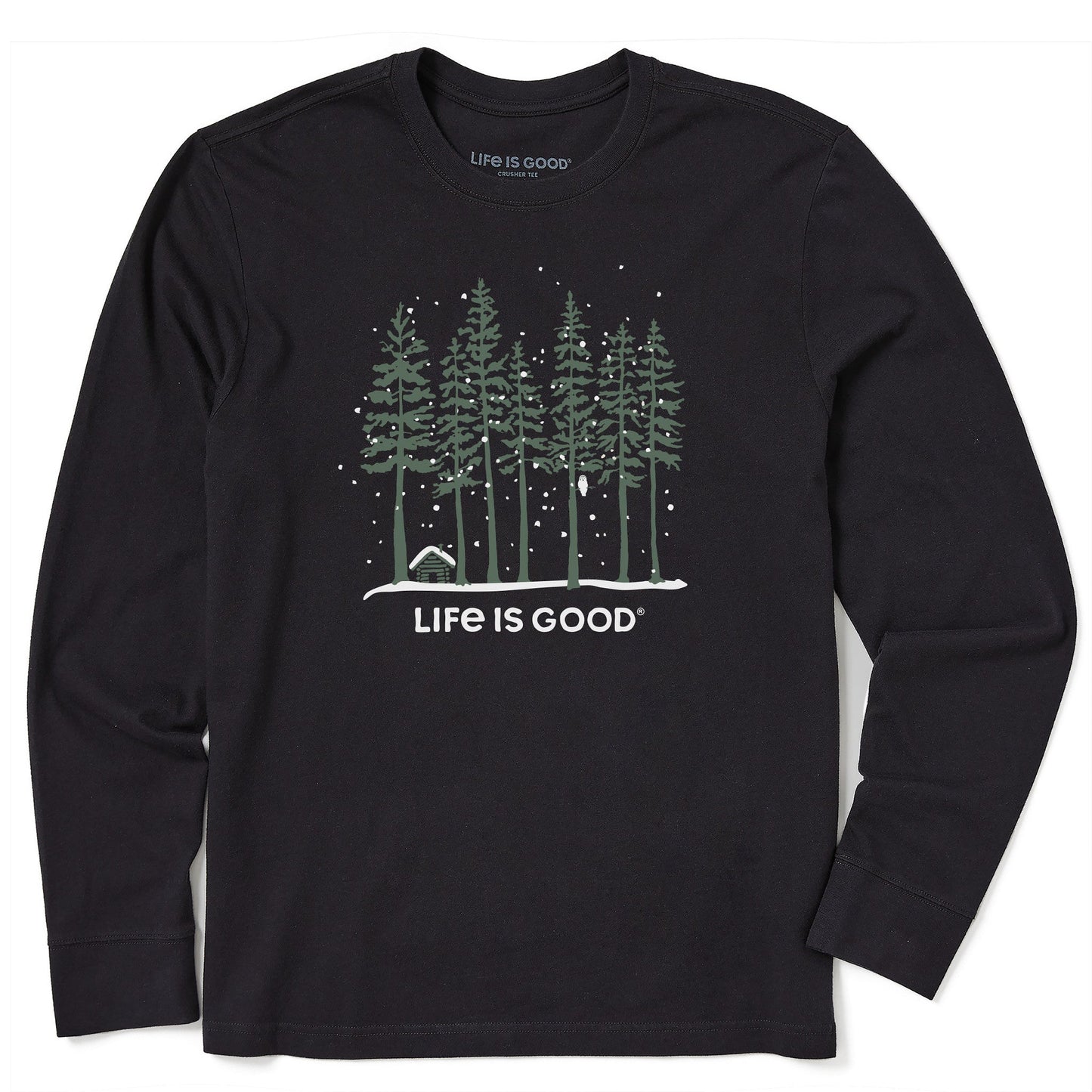 Men's Snowy Owl Tall Pines Long Sleeve Crusher Tee