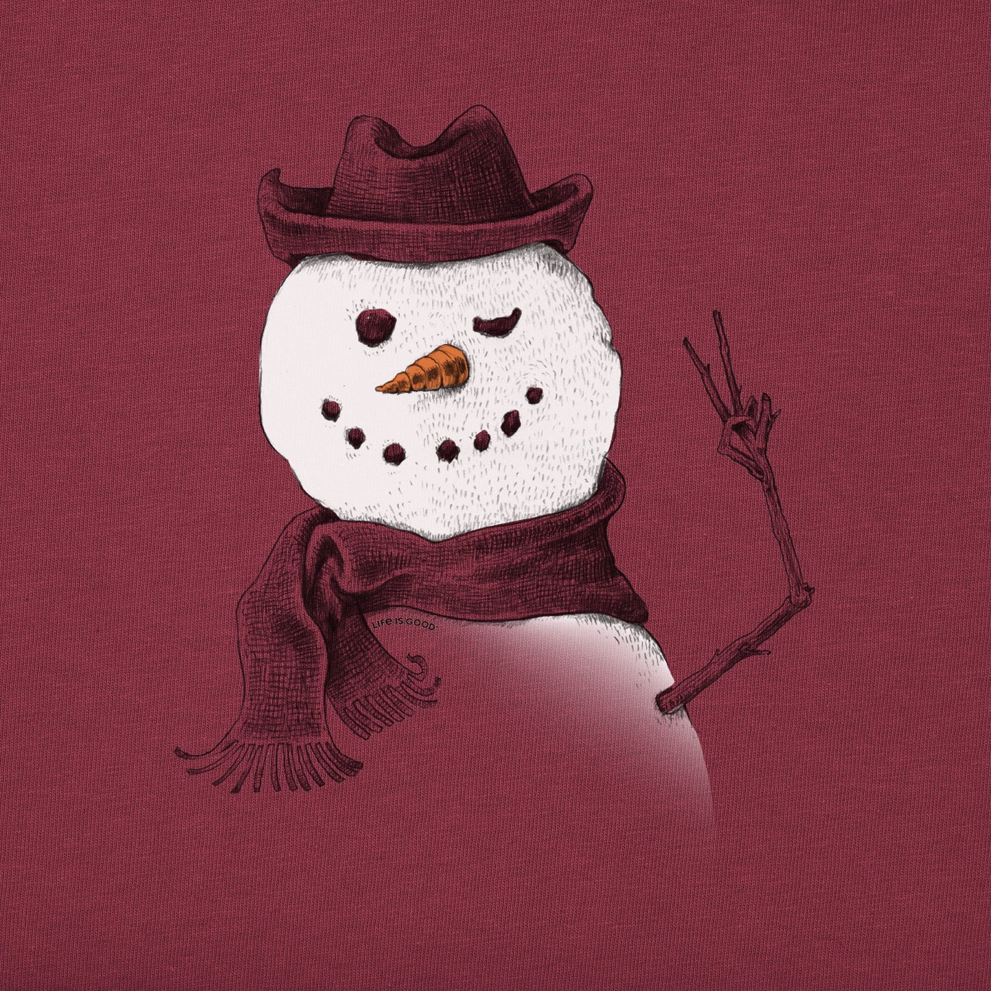 Women's Snowman Peace Sign Long Sleeve Crusher Vee