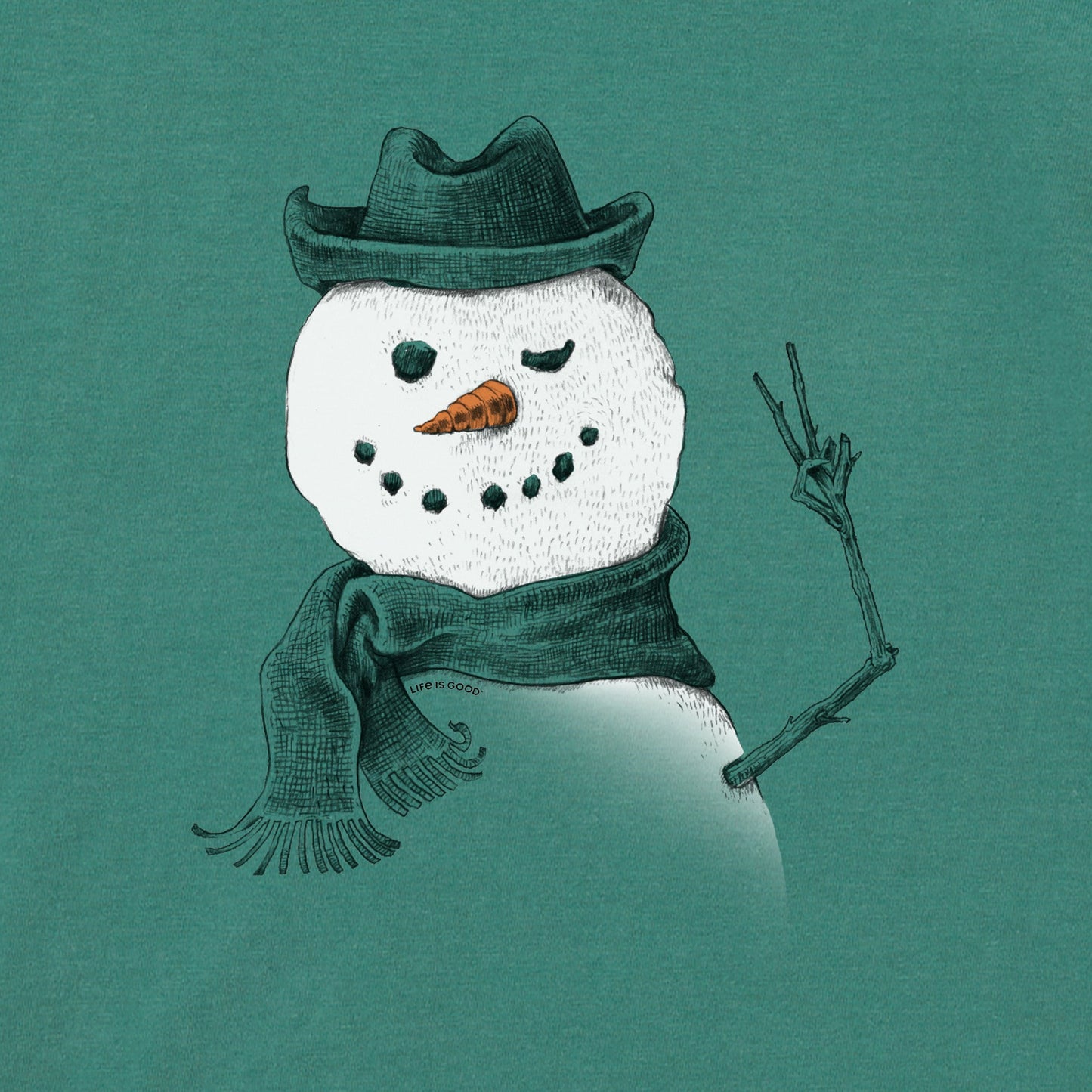 Women's Snowman Peace Sign Long Sleeve Crusher Vee